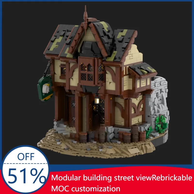 3144PCS Strider At The Prancing Pony The Rings MOC Model Custom Blocks DIY Assembly Educational Toy Fantasy Fans Display Gifts