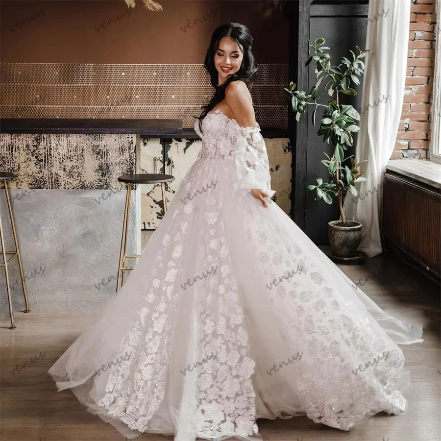 

Изысканные свадебные платья, очаровательные свадебные наряды с кружевными аппликациями, гламурные модели с открытыми плечами, индивидуальный пошив, Vestidos De Novia 2026