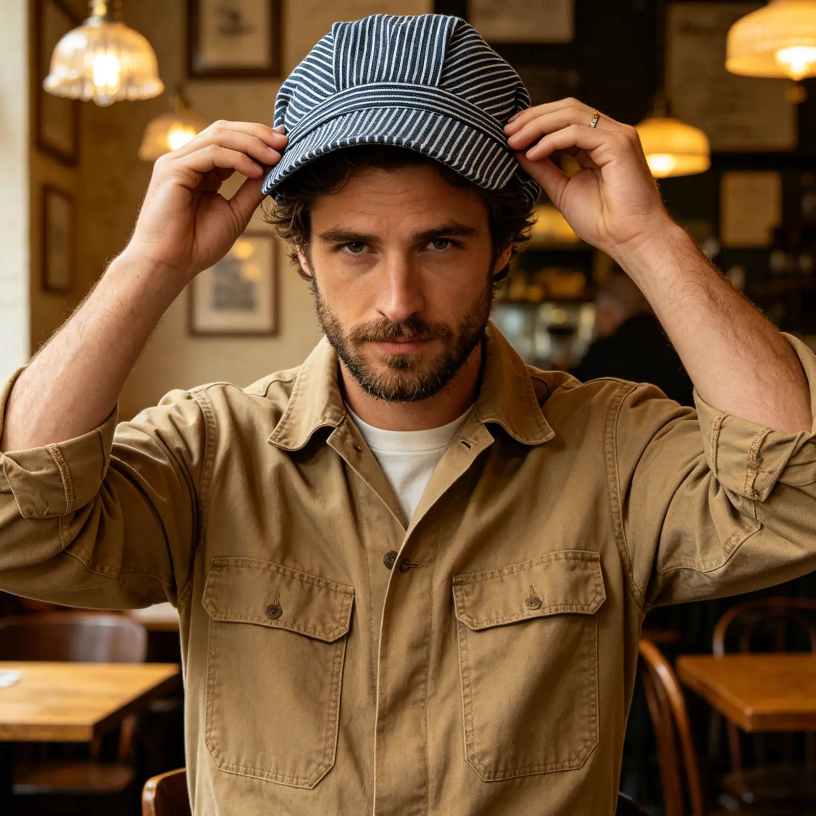 Adjustable Octagonal Railway Conductor Hat Stripe Unisex Train Engineer Costume Dress Up Captain Hat