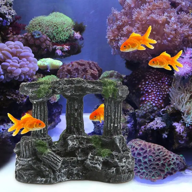 Aquarium Decorations Vintage Roman Column Pillar Ruins Rocks Aquarium Landscape Fish Tank Rock Ruins Plants Decor Aquarium