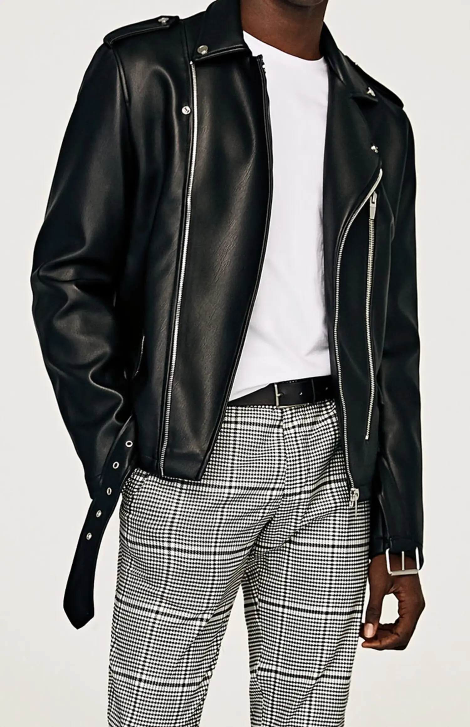 

Мужская куртка из искусственной кожи, мотоциклетная модная облегающая кожаная куртка, мужская однотонная мотоциклетная верхняя одежда с отложным воротником, уличная одежда