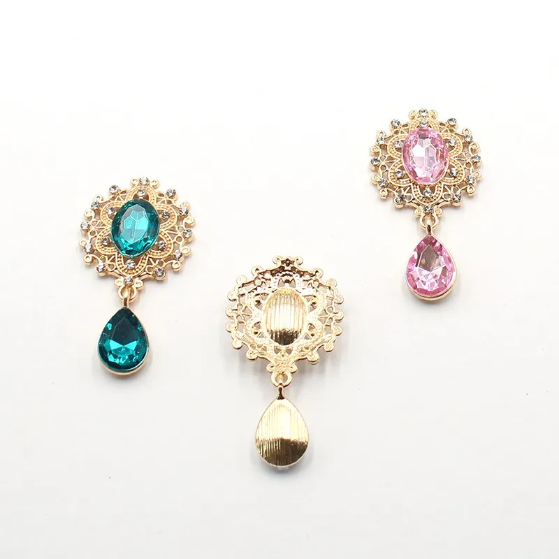 Shiny 25 * 45MM 10Pcs Crystal Rhinestone Brooch Accessories DIY Wedding Invitation Card Wine Glass Gift Box Creative Decoration