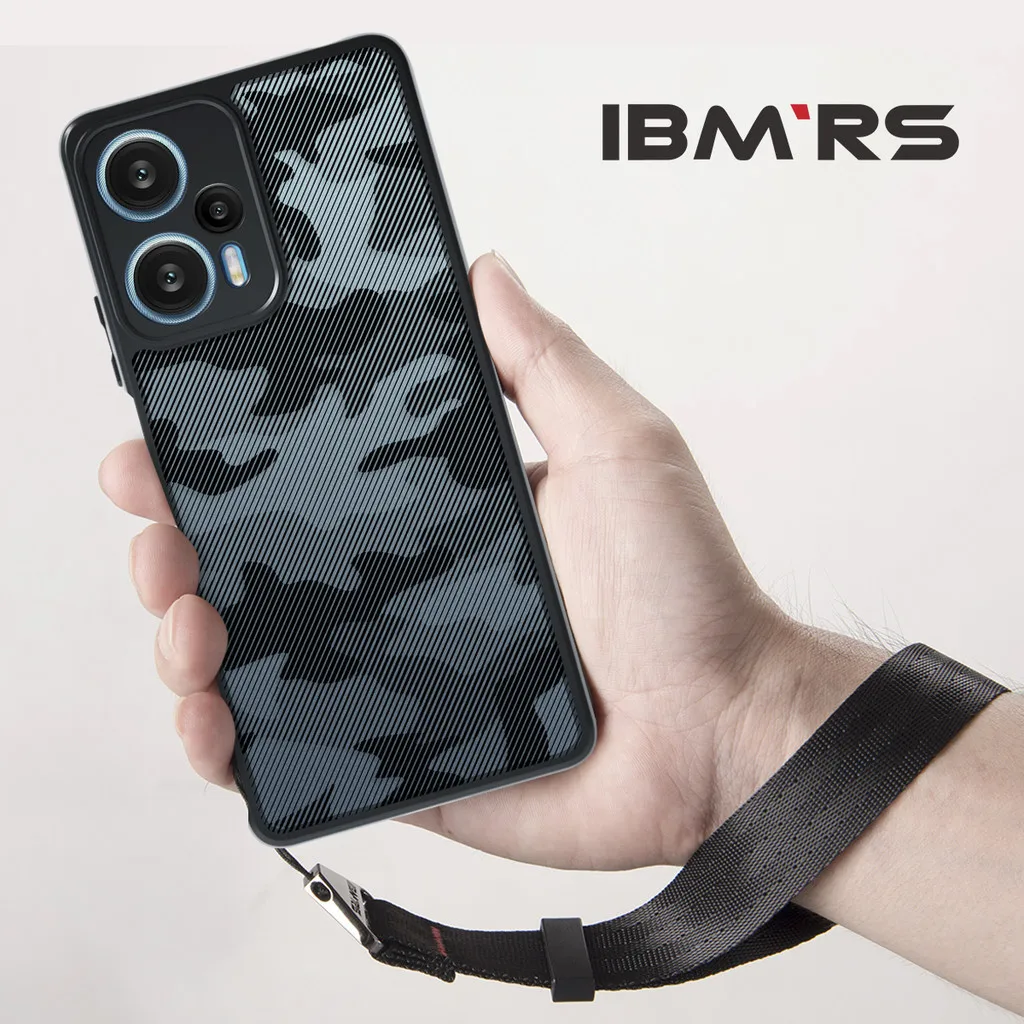 ibmrs for redmi note 12 turbo/poco f5 phone case ,camouflage transparent phone protective case(Comes with wrist strap)