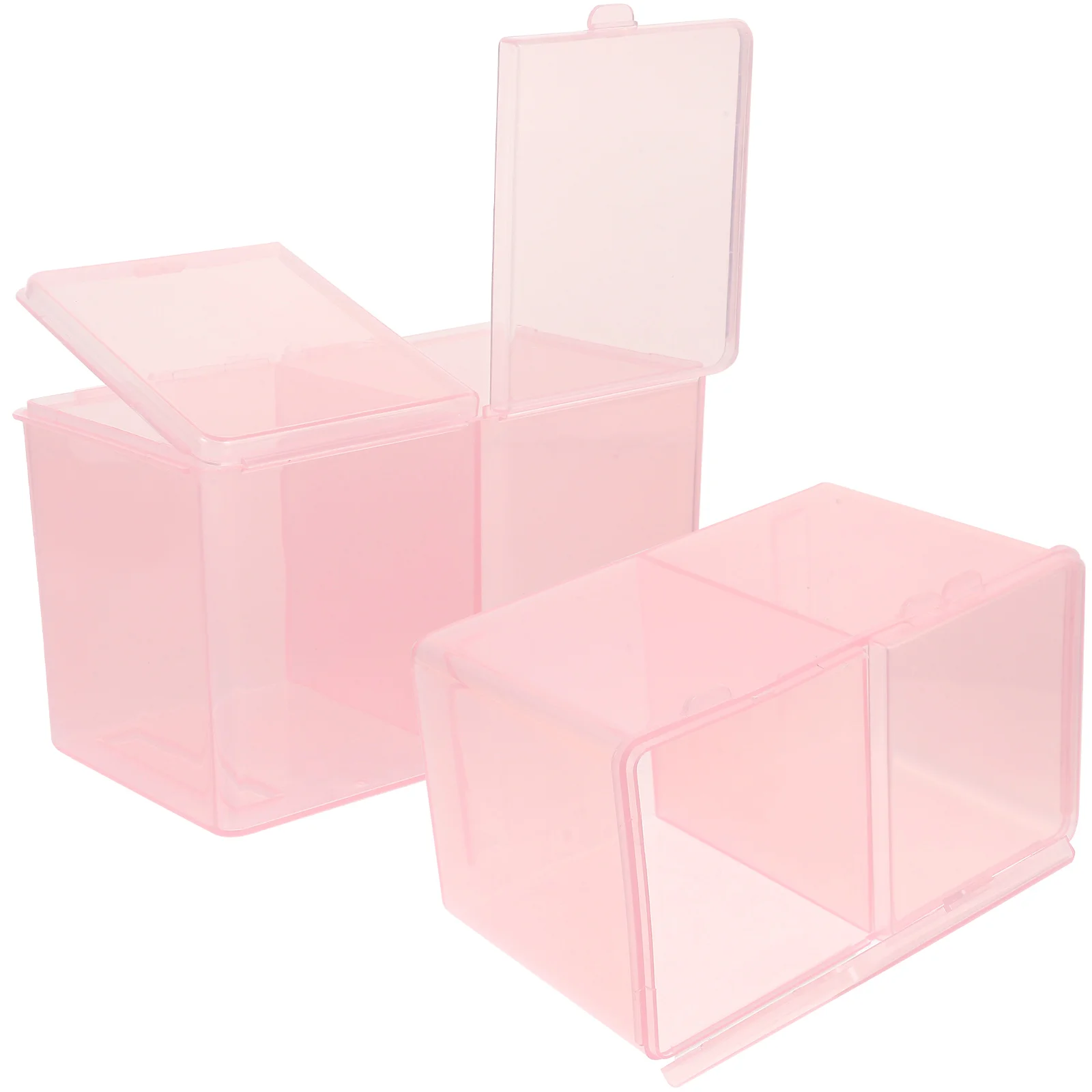 

2Pcs Cotton Box Portable Makeup Organizer Balls Swab Pads Clear Plastic Dustproof Container Bedroom Bathroom Cosmetics