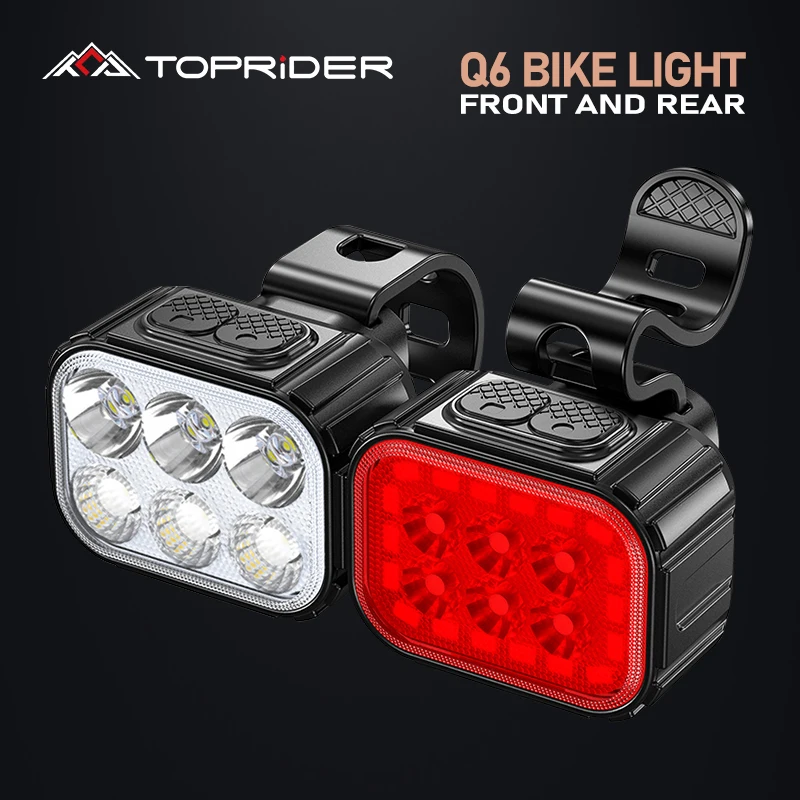 

Bike Light Q6 LED Bicycle Front Rear lights USB Charge Headlight Cycling Taillight Bicycle Lantern Bike Accessories Lamps