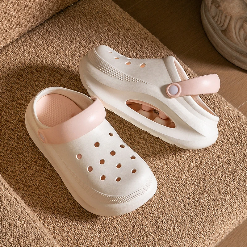 Summer Women Garden Clogs Sandals Air Cushion Slippers Beach Slippers for Women Thick Soled Platform Height Increasing Shoes