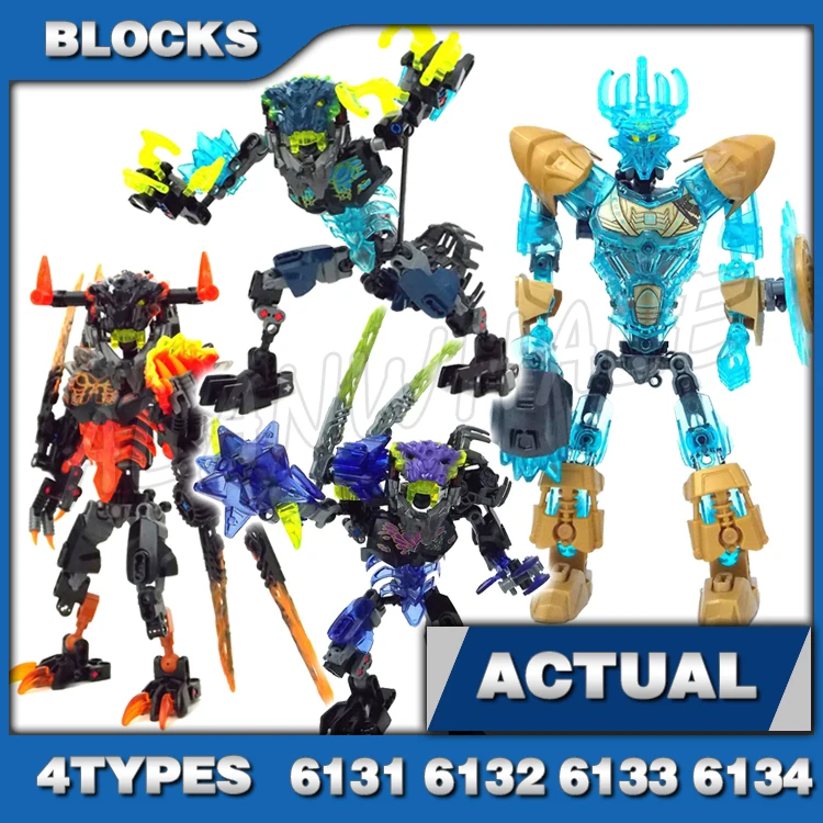 4Types Bionicle Unity Mask Maker Ekimu Lava Beast Storm Beast Quake Beast 613 Building Block Toys Compatible With Model