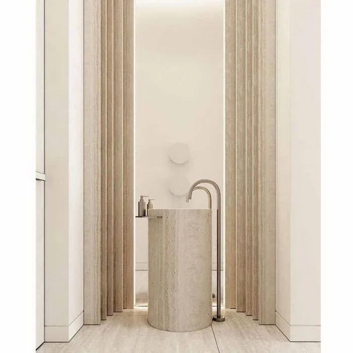 Potted Plants On StandsModern Design Luxury Marble Stone Furniture Beige Travertine Freestanding Basin