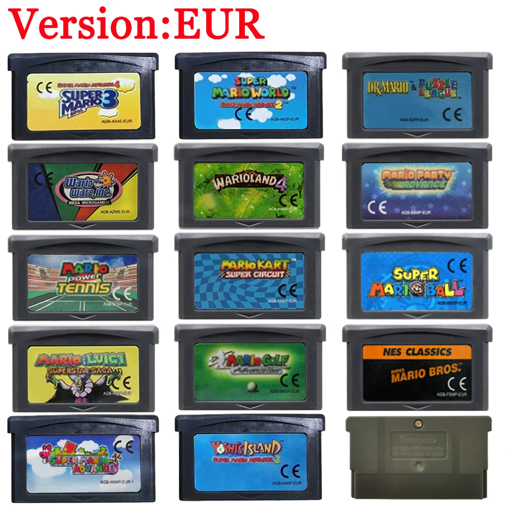 GBA Game Cartridge 32 Bit Video Game Console Card Wario Land 4 Wario Ware Inc Power Tennis Kart  for GBA