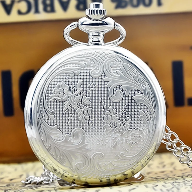 Vintage Bronze Silver Steampunk Clamshell Male And Female Students Gift Quartz Necklace Collection Commemorative Pocket Watch