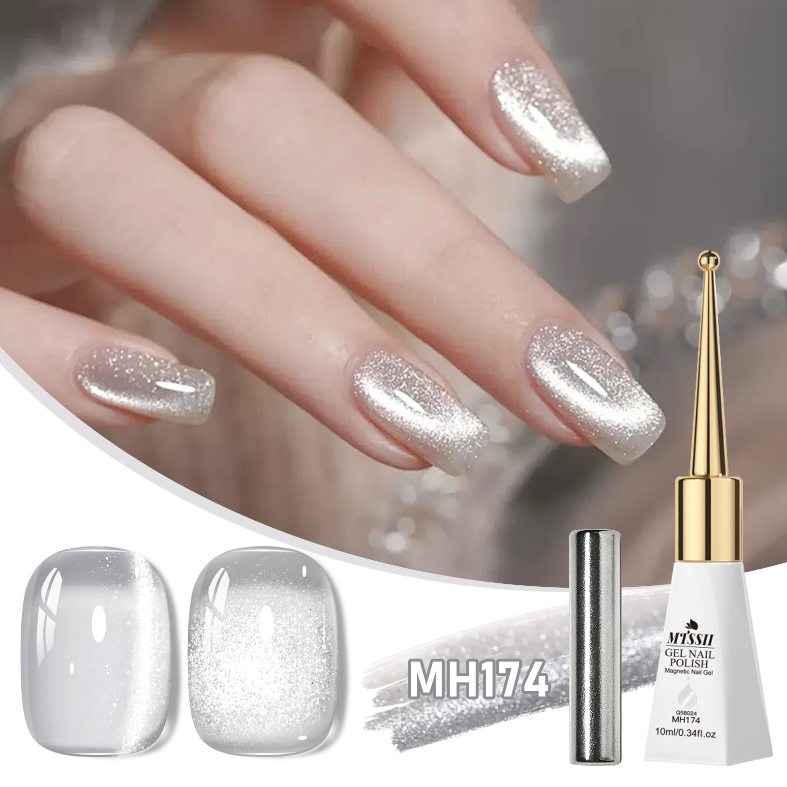 2pcs 10ml Crystal Glitter Cat Magnetic Gel Nail Polish Set Glass Beads Semi Permanant Soak Off UV LED Gel Varnish Nail Supplies