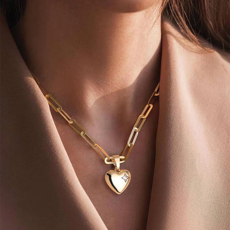 

New Women's Cross Chain Love Zircon Pendant Necklace Vacation Party Concert Niche Fashion Versatile Trendy Sweet Cool Necklace
