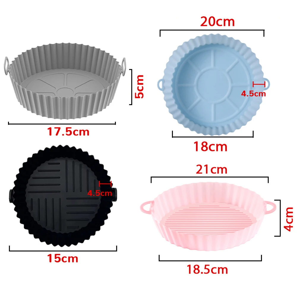 Round Air Fryers Oven Baking Silicone Tray Fried Chicken Basket Mat Air Fryer Silicone Pot Grill Pan Kitchen Accessories