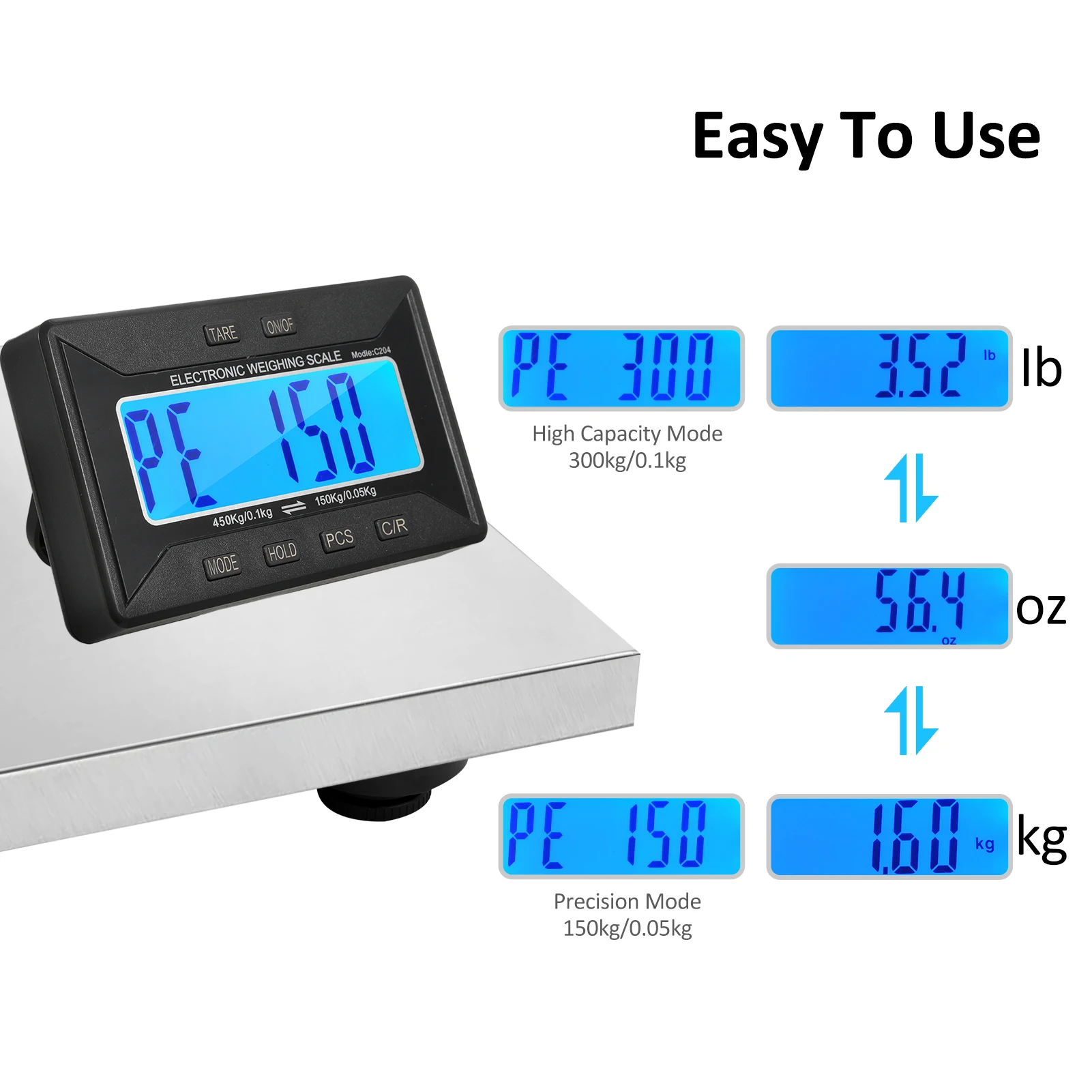 Bilancia postale per impieghi gravosi bilancia di spedizione da 450kg display Wireless in acciaio inossidabile/tara/3 unità bilancia digitale a