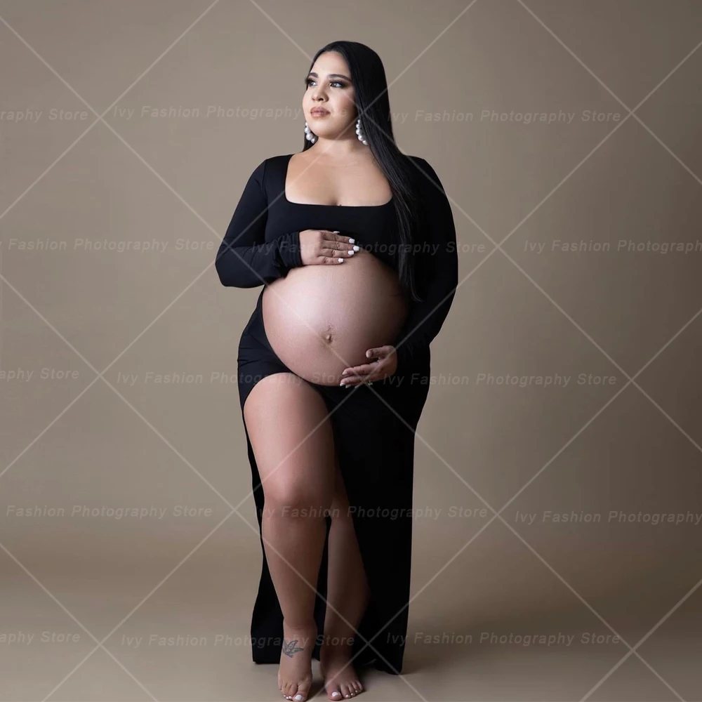 Rekwizyty do fotografii ciążowej seksowna sukienka z wydrążonymi rozcięcia po bokach odsłaniającymi prąty sesja zdjęciowa sukienka na brzuch dla kobiet