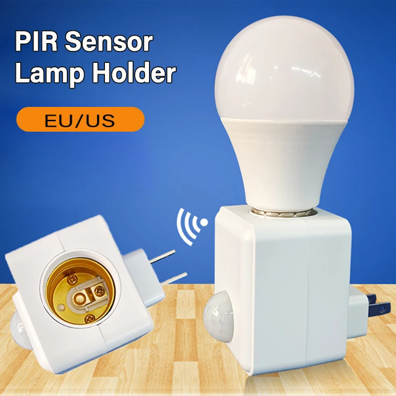 EU/US Plug E27 Led Lamp Base with Motion Sensor PIR Radar Induction Light Bulb Holder Socket Adapter Converter Adjustable