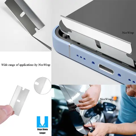 100 st rakblad för rakblad för bilklistermärken, fönsterglas, färgskrapa, rengöringsverktyg, stål, repfria ersättningsblad 10 best sales skrapblad - №6