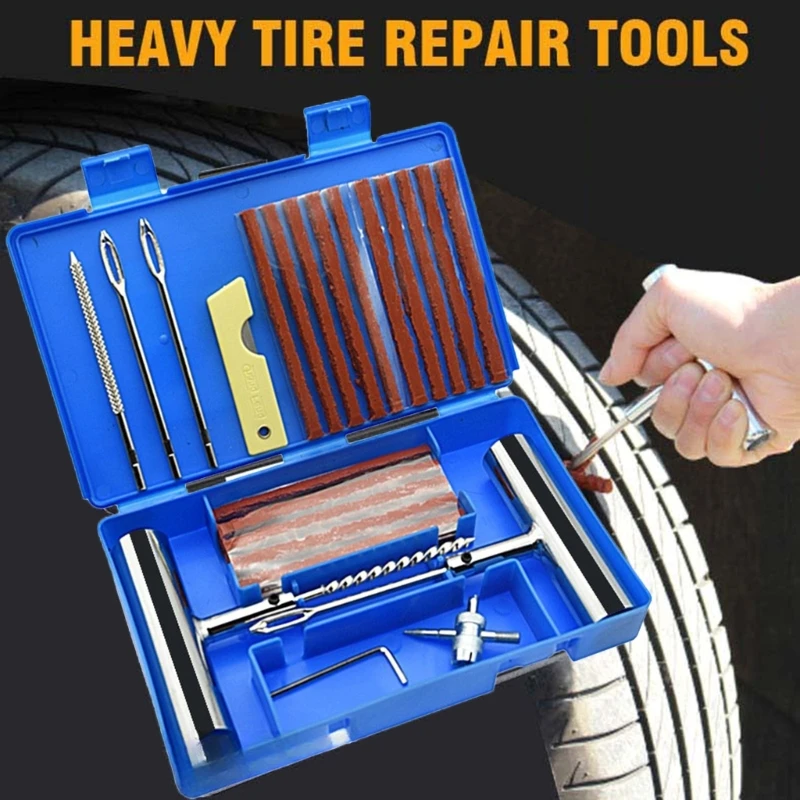 15/33 PCS Universal Car Tire Tool Kit For Car Motorcycle Bike Emergency Repair Tire Repair Kit Tubeless Flat Tire Repair Kit