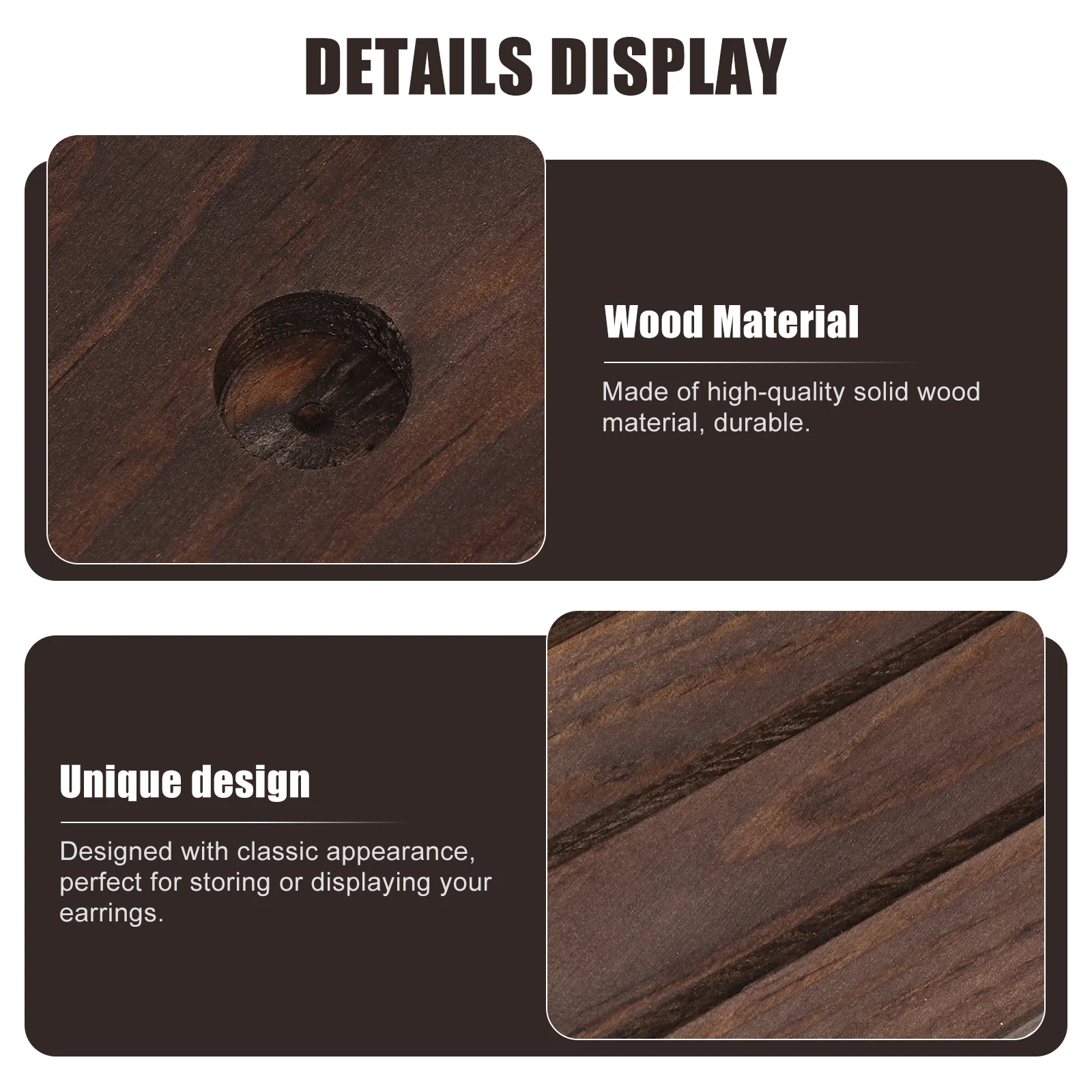 1Pcs Simple Wooden Earrings Display Stand Earring Holder Jewelry Shelf for Storage Organizer Jewelry Rack for Desk Vanity