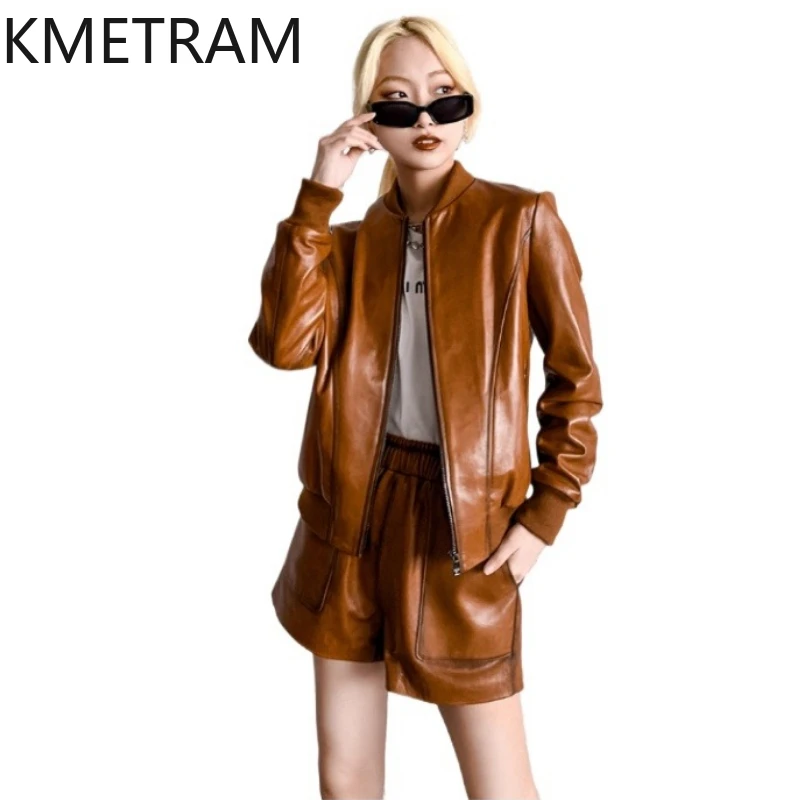 Giacca in pelle di pecora con cera d'olio al 100% Donna Giacche vintage in vera pelle gialla Donna Novità in capispalla Abiti autunnali 2025 дубл Javка