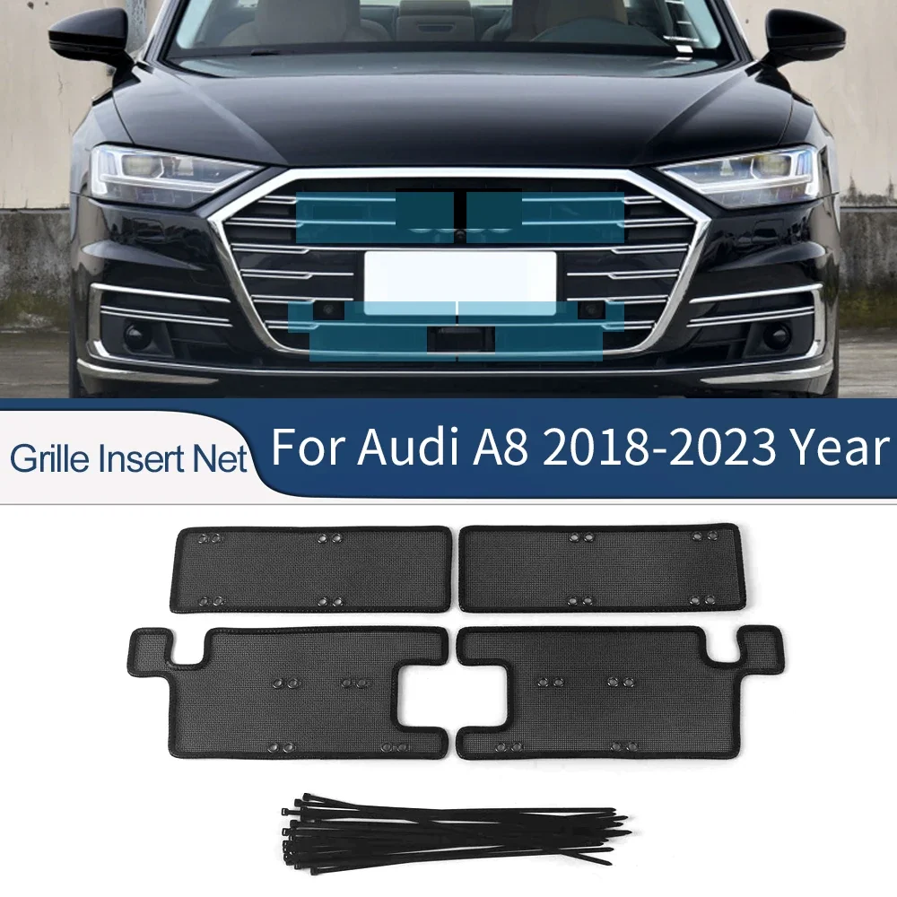 For Audi A8 S8 2018 2019 2020 2021 2022 2023 Car Accessories Front Grille Insert Net Anti-insect Dust Proof Inner Cover Mesh