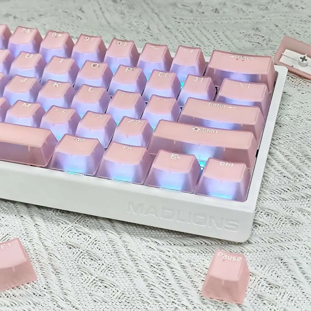 Roze Jade Clear Pudding Key caps 114 toetsen RGB-achtergrondverlichting Transparant Doule Shot PBT Keycaps OEM-profiel voor MX Switches-toetsenbord