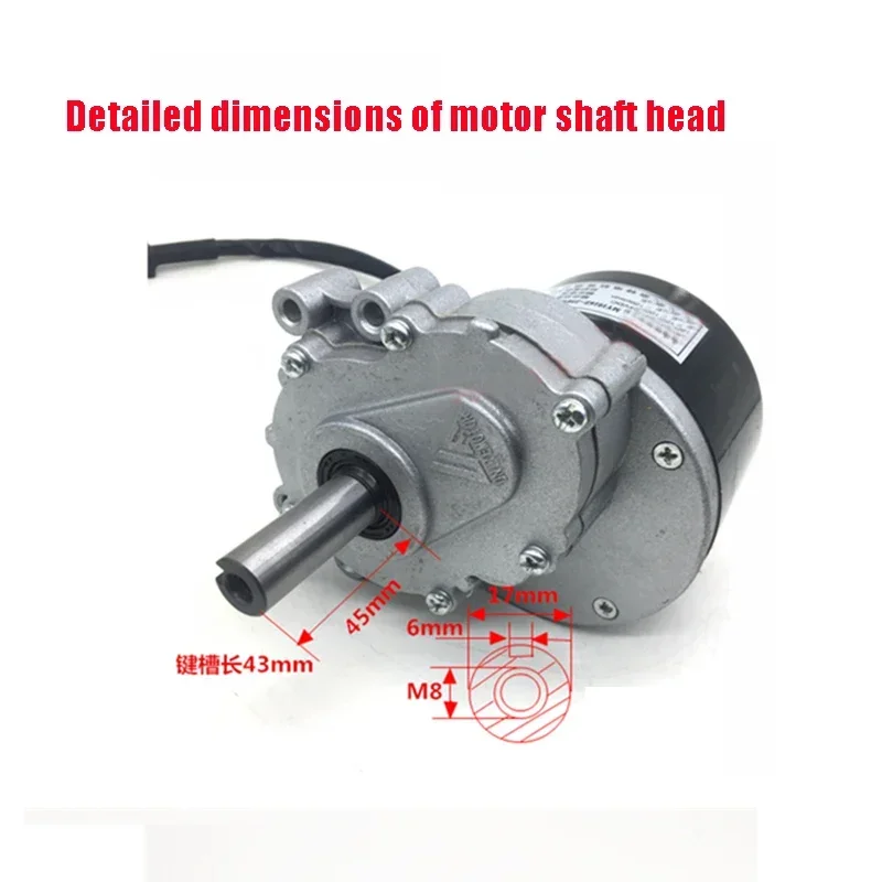 Motor de cepillo de baja velocidad, 24v, 250w, 75rpm/120rpm, eje más largo de 44mm, diámetro del eje de 17mm, silla de ruedas, utiliza Motor cepillado de engranaje CC