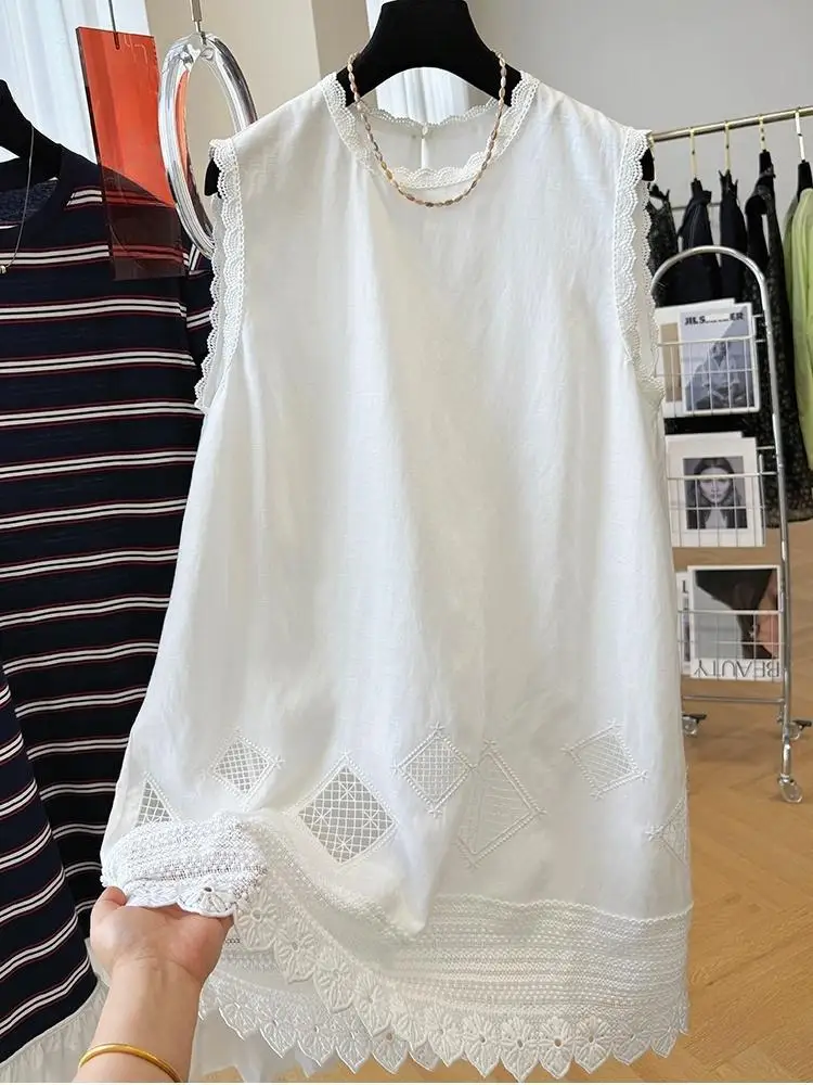 فستان نسائي صيفي بدون أكمام فستان كاجوال فضفاض برقبة دائرية تي شيرت بألوان متباينة