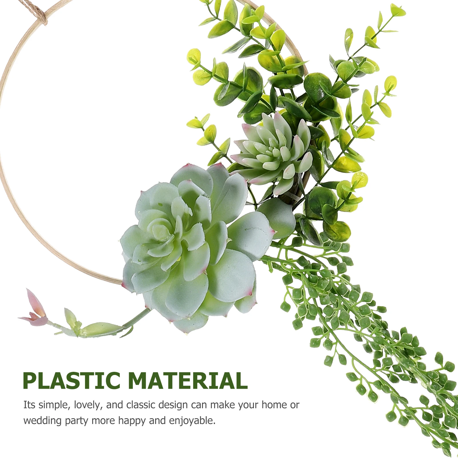 

Artificial Succulents Wreath Bamboo Plastic Hanging Decor Simulation Flower Pendant Front Door Wall Hanging