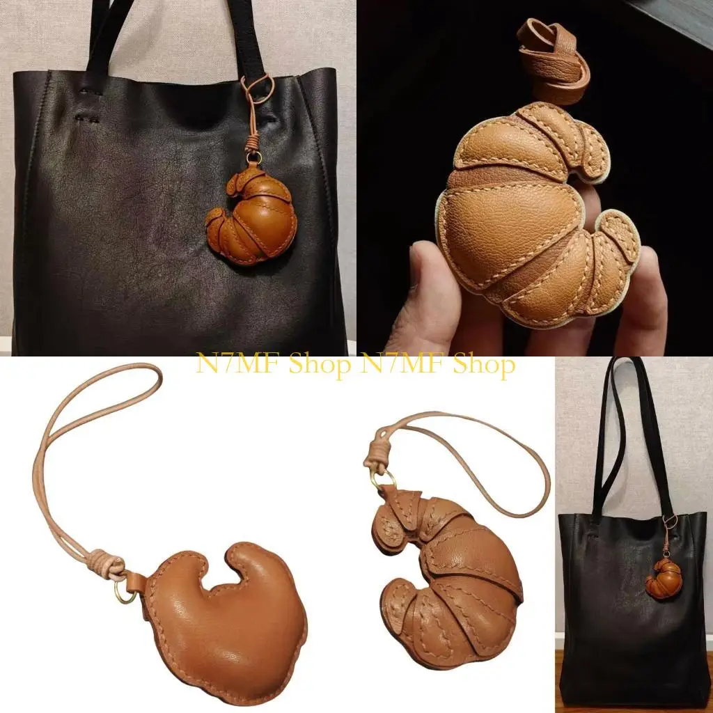 

N7MF Handcrafted Leather Horn Shaped Bag Hanging Accessory For Stylish Commuters
