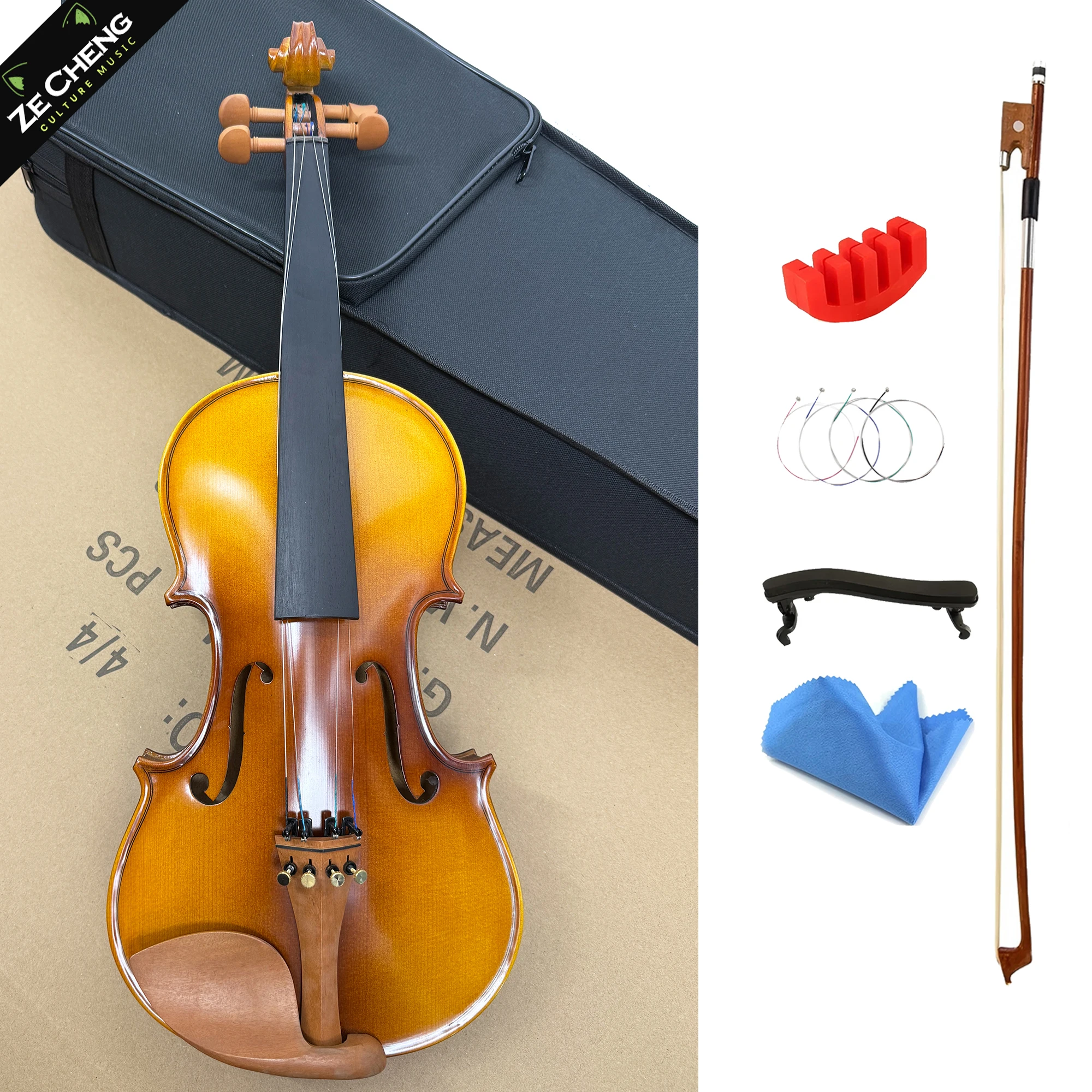 

【Handmade Violin】4/4 Solid Wood Flamed Maple Antique Finish Violin, Full Set with Case & Bow for Professional Beginners