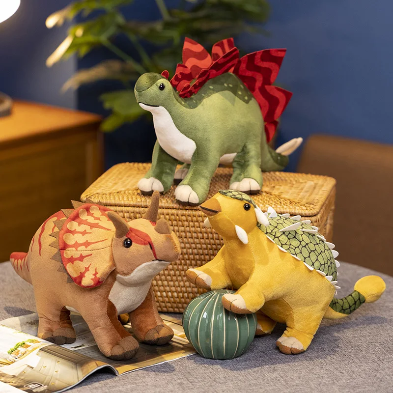 Imitação de dinossauro brinquedos de pelúcia triceratops stegosaurus tiranossauro ankylosaurus bonecas de pelúcia vida real dos desenhos animados brinquedos de dinossauro