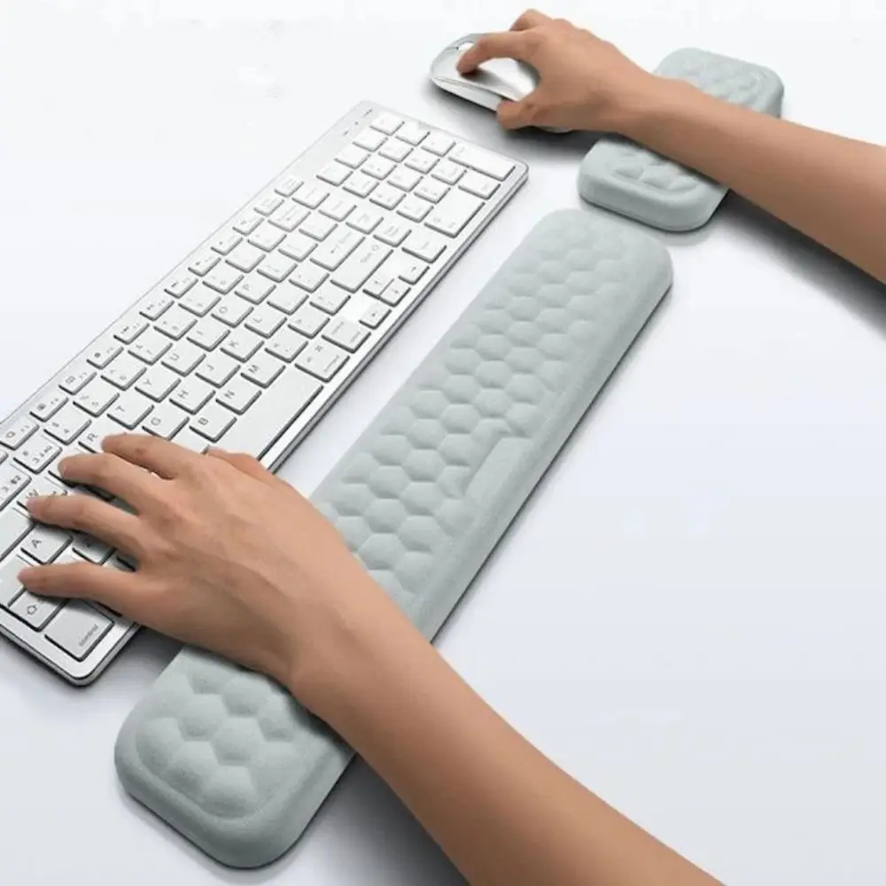 2Pcs/Set Slow Rebound Mouse Wrist Support Pad Wrist Rest PU Non-Slip Base Ergonomic Mouse Pad Honeycomb Massage Creative