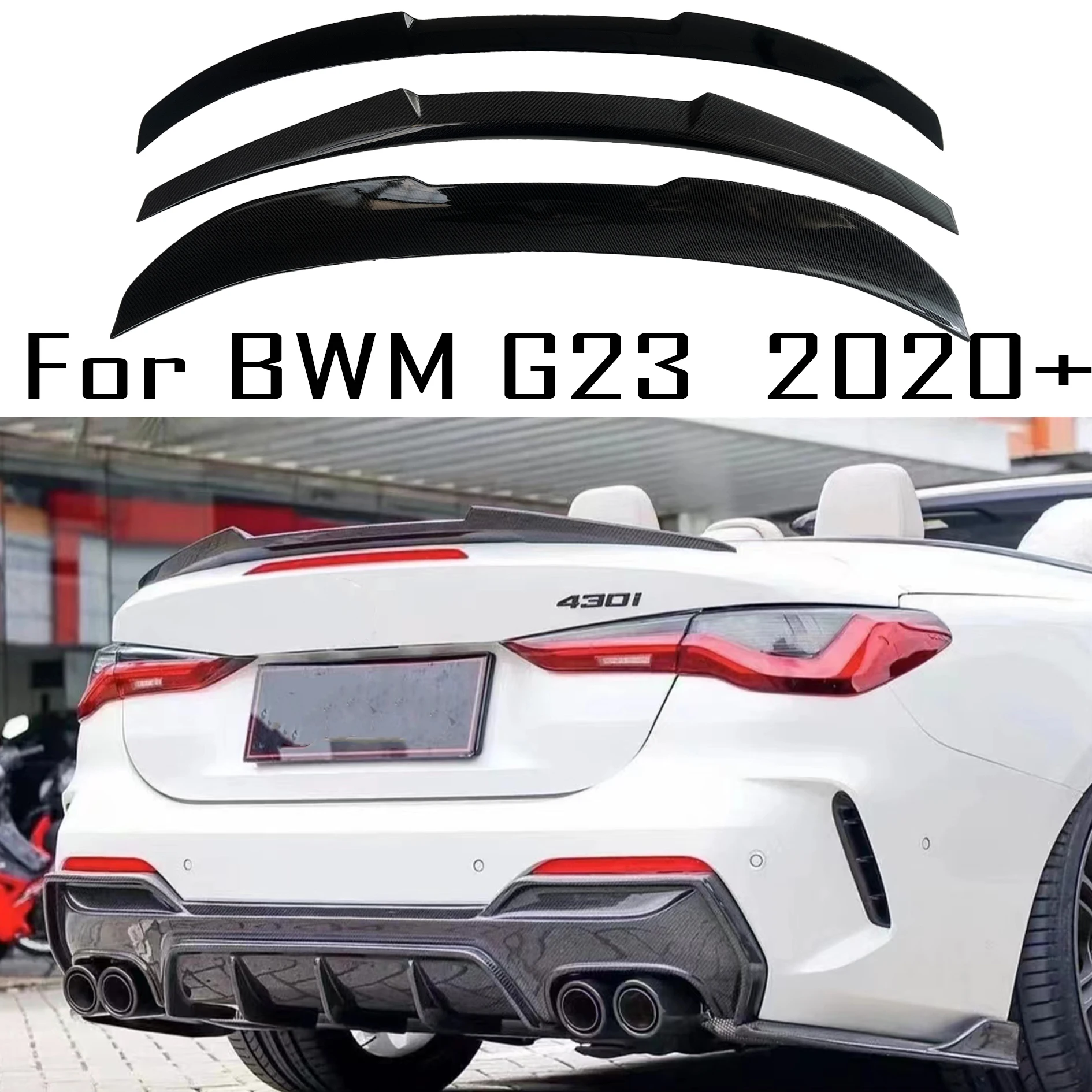 

For BMW G23 2020 21 22 23 M4 MP PSMstyle rear trunk lid spoiler carbon fiber glossy black 420i 430i M440i 420d 430d M44d