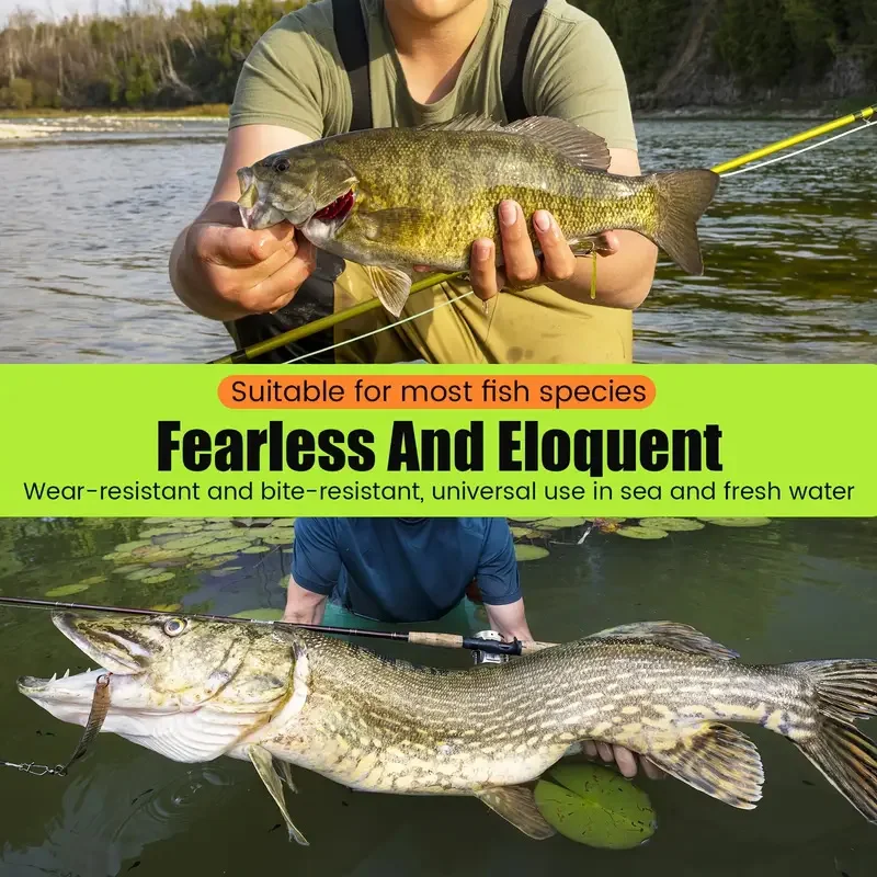 100% Fluorocarbon Fishing Line with Rolling Swivel & Quick Lock Snap | 7-18kg/15-40lb Pressure Tested | 12pcs Bulk Pack | Saltwa
