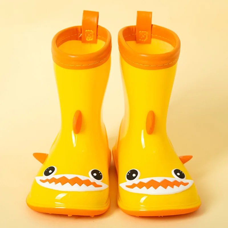 3D Cartoon Shark Children Rain Boots Non-slip Baby Flat Simple Soft Kids Fashion Boys and Girls Four Seasons Water Shoe Non-slip
