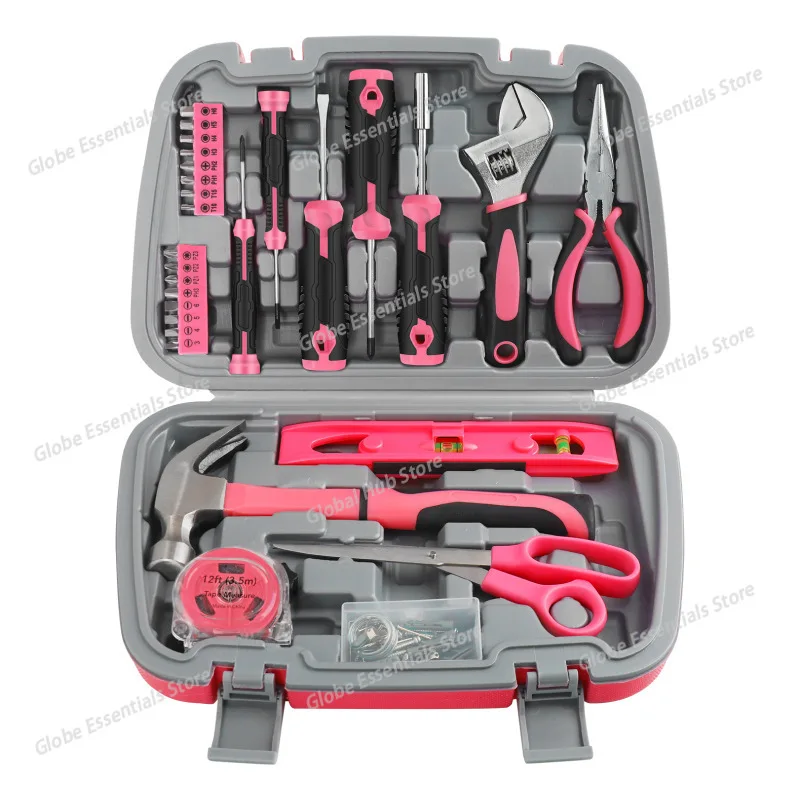 

67pcs Pink Lady Tool Set Hand Tool Kit Multi-tool Hammers Pliers Saws Screwdrivers Wrenches Tapes Pink Tool Kit For Women