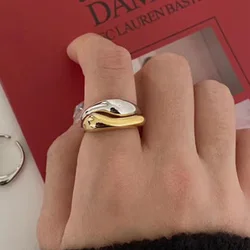 Gold Silver Color Irregular Wave Rings Trendy Simple Geometric Handmade Jewelry for Women Couple Adjustable Ring Wedding
