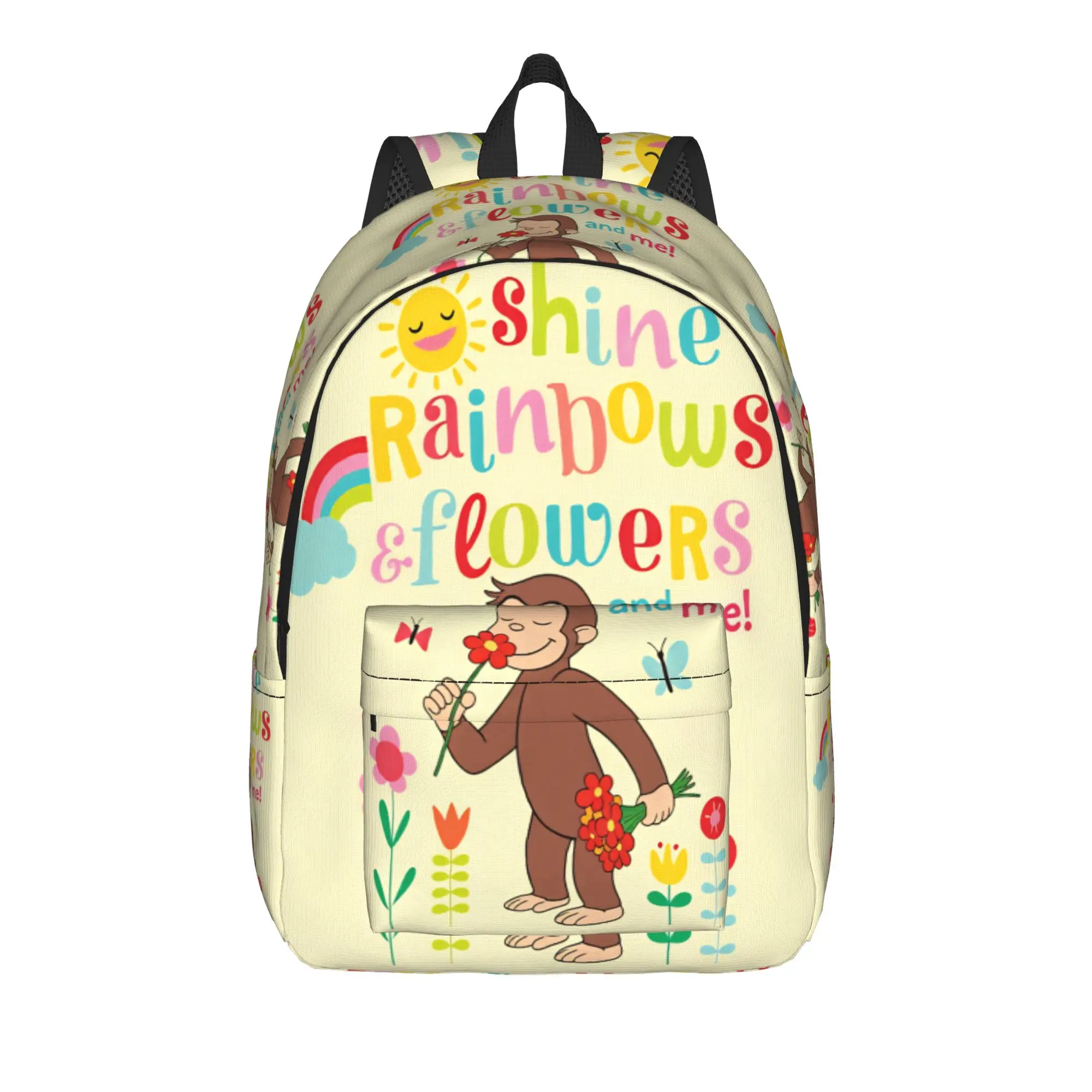 Curious George Monkey Backpack  Women Men Polyester Cycling Backpacks Breathable Pretty School Bags Rucksack