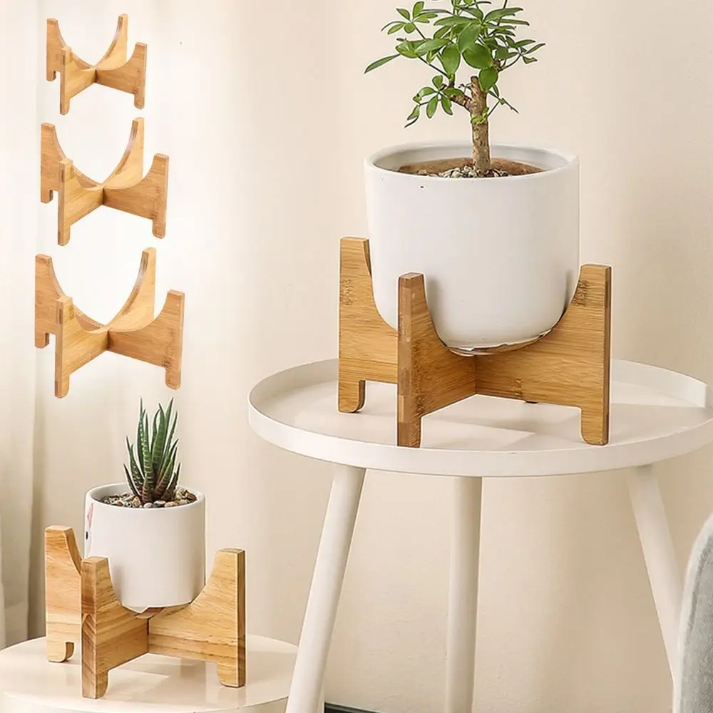 Multi-functional Wood Flowerpot Holder Crossed Shape Home Decoration Bonsai Display Stand Desktop Ornament