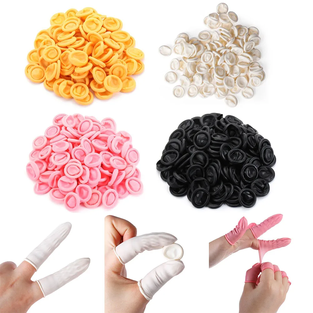 Rubber Gloves Finger Cots Electronic Fingertip Industrial Jewelry Cleaning Latex Nail Art Protection Gloves 100 Pcs
