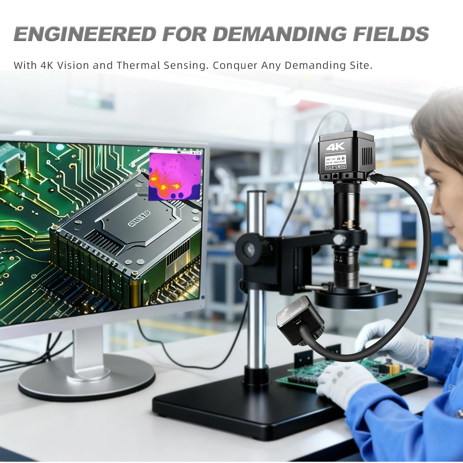 4K Thermal Imaging Microscope Photos Video UHD Microscope Camera 180X Lens Mouse Control HDMI USB Repair Tools PCB Inspection