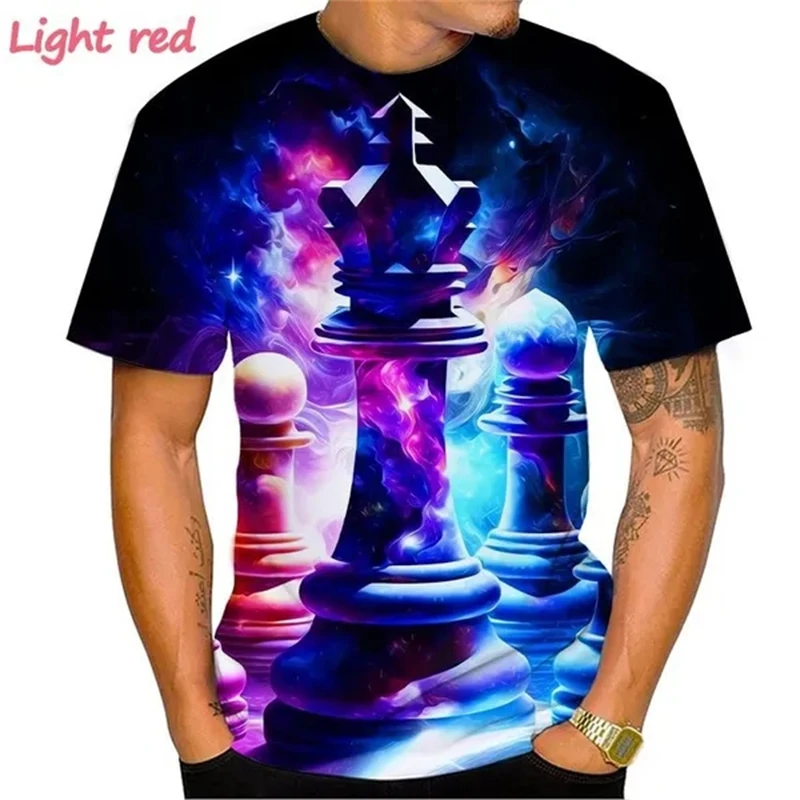 Tshirts Chess Summer 3D Print T Shirt For Men Tees Streetwear Crew Neck Short Sleeve Loose T Shirt Oversized KidsTops Clothes