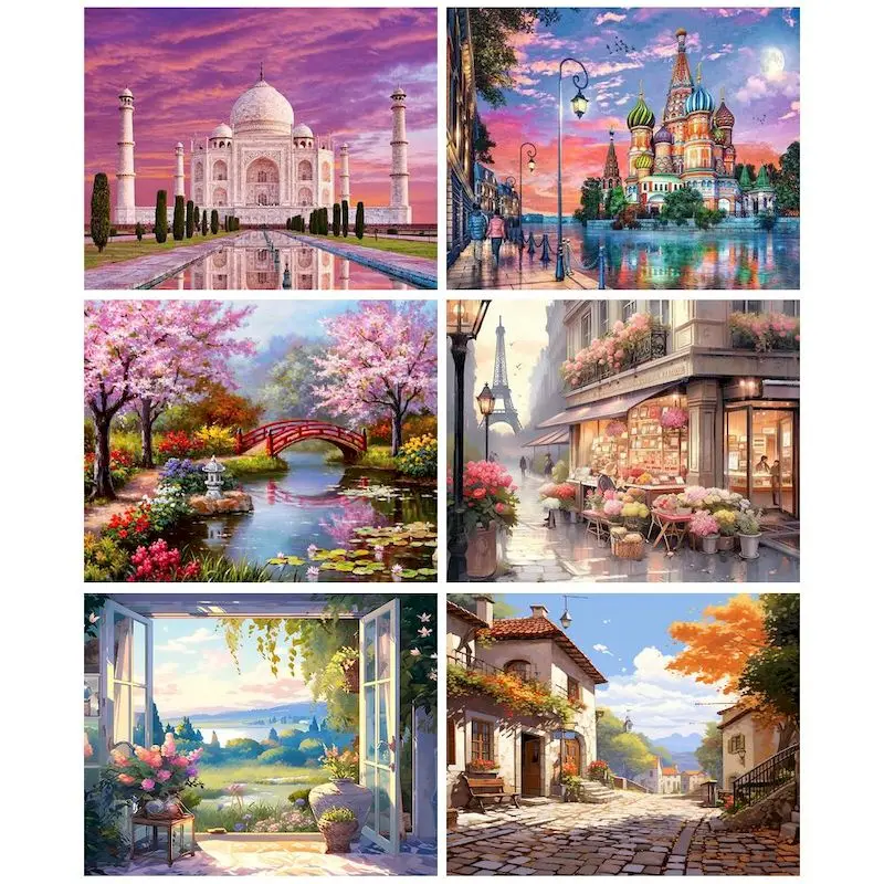 

GATYZTORY Oil Painting By Numbers For Adults Landsape Coloring Pictures For Adults Diy Gift Acrylic Paints Set Room Decoration