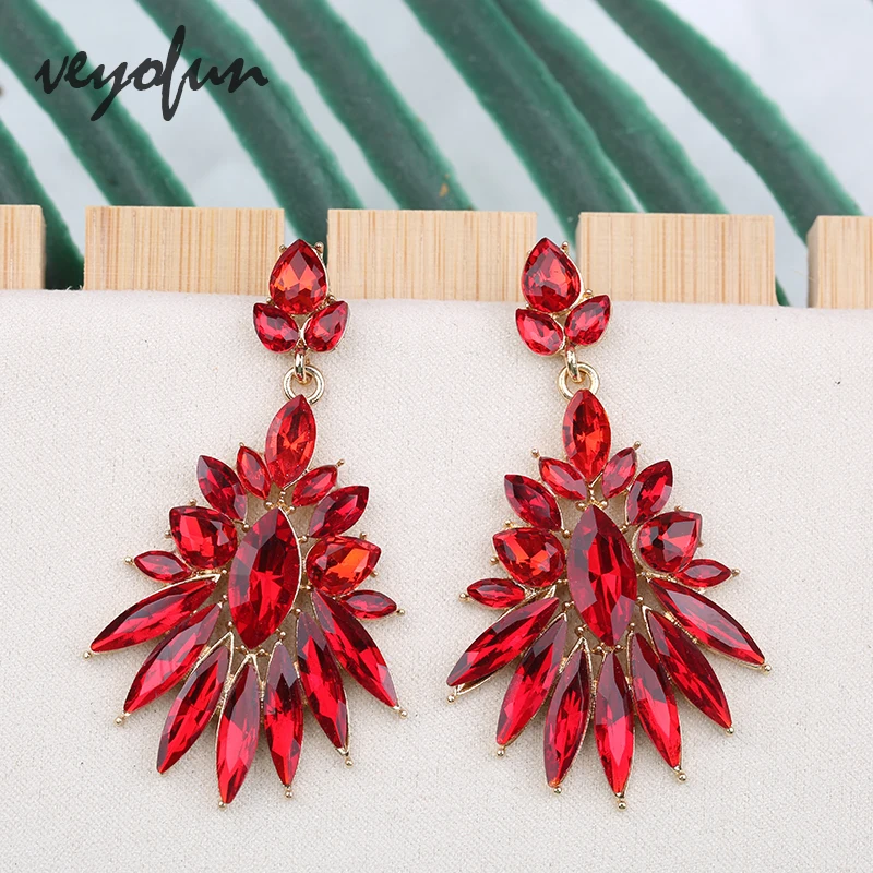 Veyofun Geometric Crystal Drop Earrings Elegant Party Earrings for Women Fashion Jewelry Brinco Wholesale