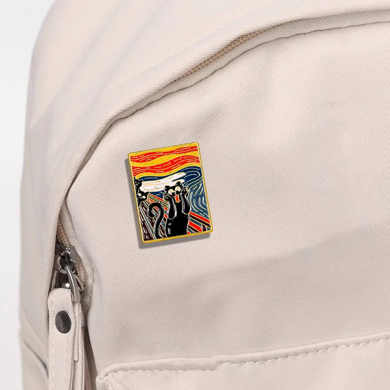 Brooch Black Metal Badge Oil Painting Brooch Creative Cartoon Brooch For Fashionable Apparel Accessories