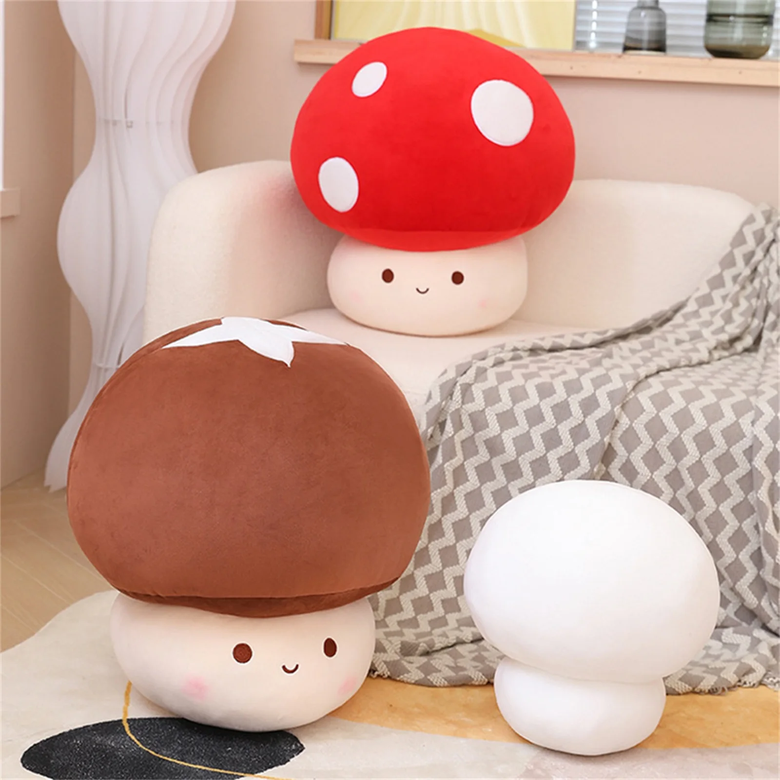 

New Cute Mushroom Shaped Plush Toy Reversible Soft Cartoon Stuffed Doll For Kids Adults Birthday Gift Hot Sale