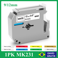 1PK M-K 231 MK231 Compatible Brother Label Tape MK Tape 12mm 9mm MK-231 MK131 MK221 MK631 MK121 for Brother Labeler PT45M PT85