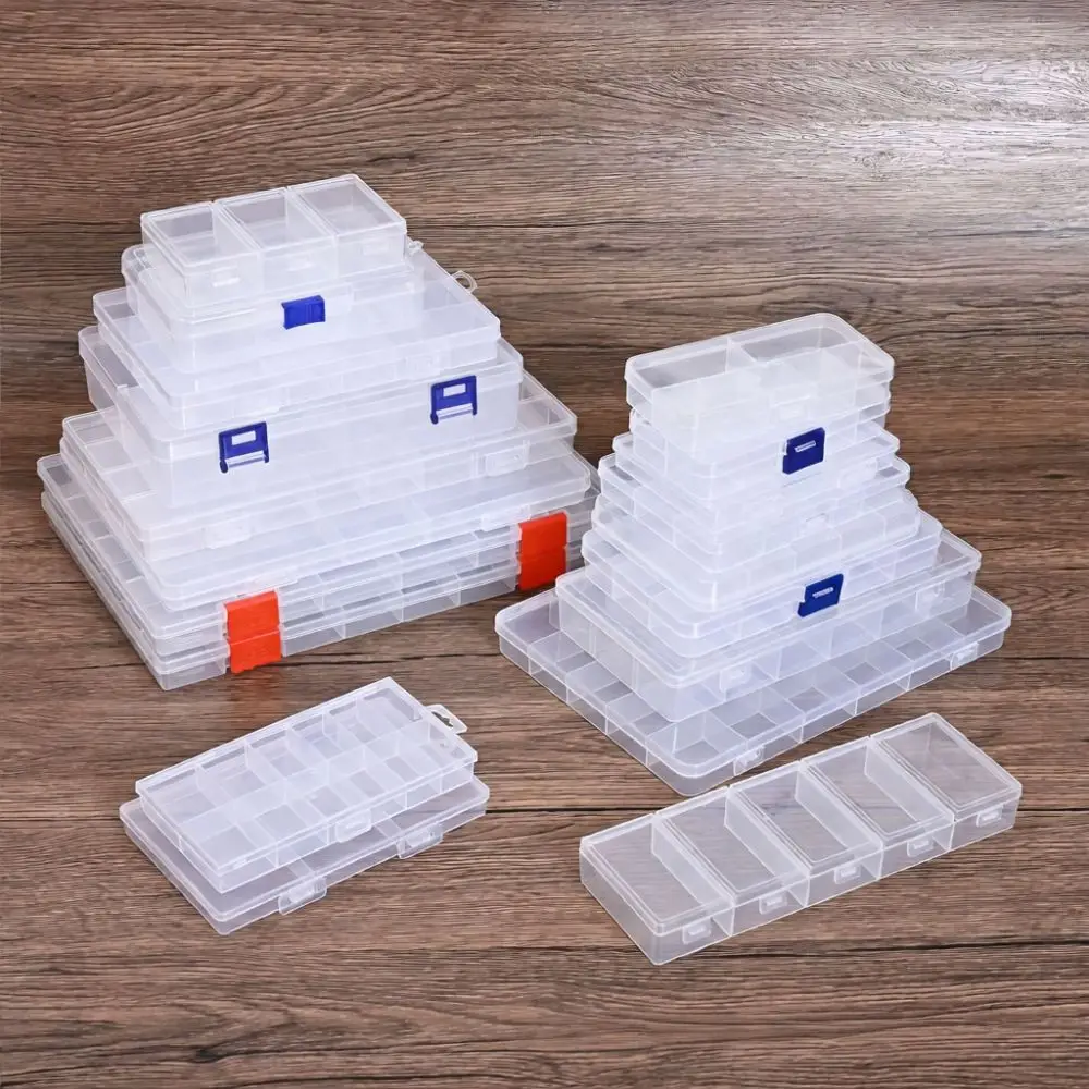 Modular Plastic Organizer Box Transparent Storage Case For Stationery Jewelry Parts Fishing Lure Sewing Craft Supplies Kit