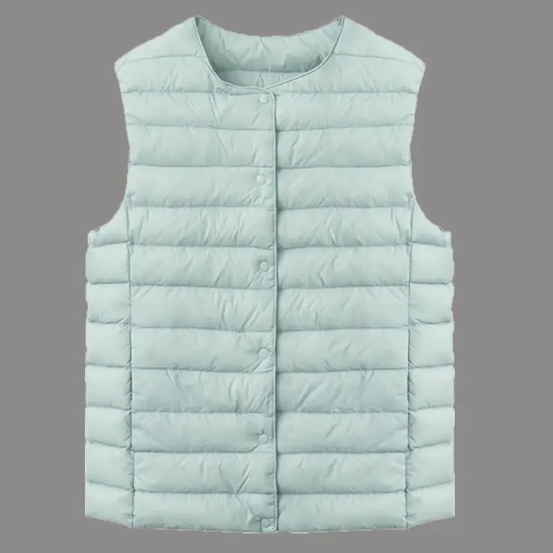 90% Ultra Light White Duck Down Women Vest Thin Coat Women Duck Down Sleeveless Jacket V Collar Or O Collar Coat